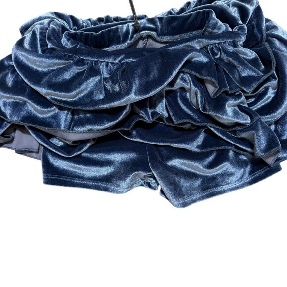 Chaser Girls Size 6‎ Navy Blue Tiered Layered Stretch Velvet Flouncy Skort NWT - Picture 4 of 6